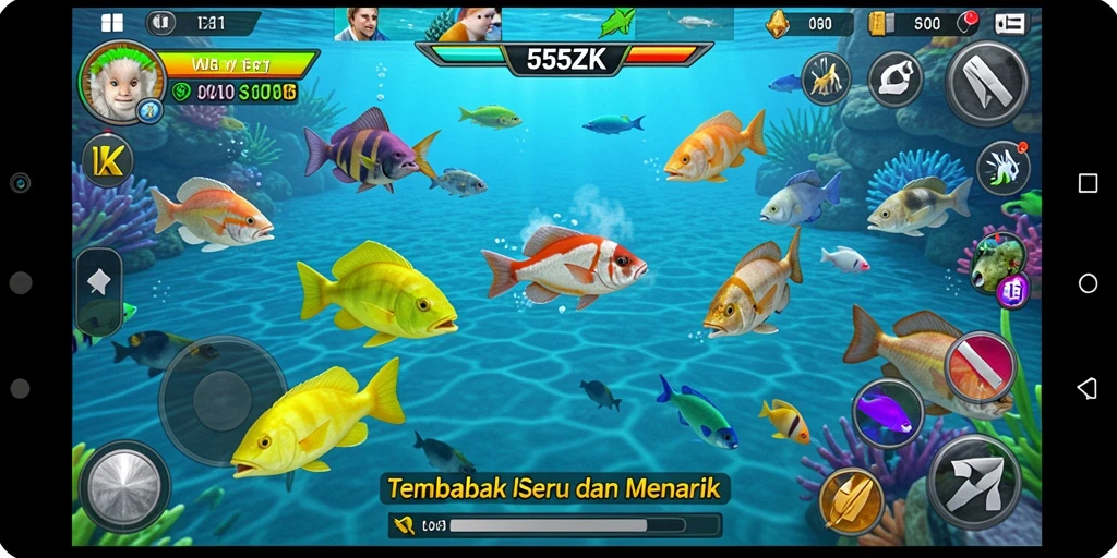 Screenshot dari gameplay seru Tembak Ikan 555ZK.