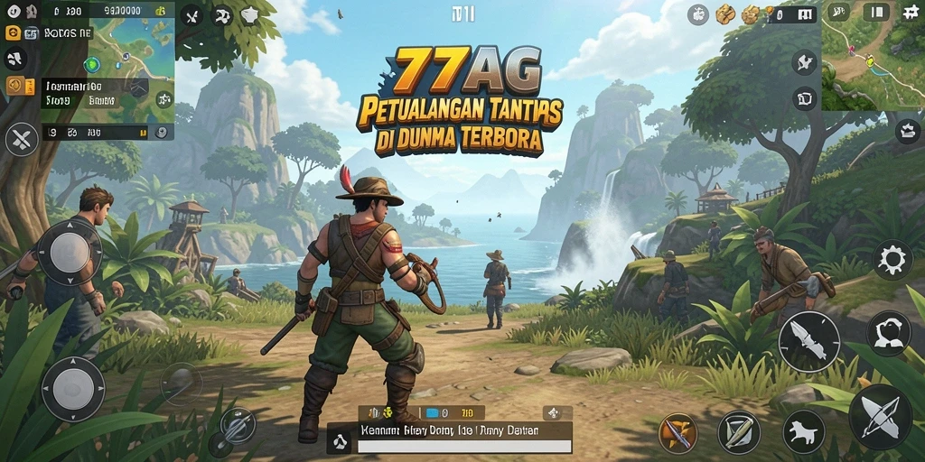 Screenshot gameplay <strong>77AG</strong> dengan pemandangan indah dalam dunia terbuka.