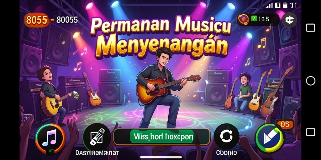 Tangkapan layar gameplay 8055 yang menampilkan pengalaman bermain musik.