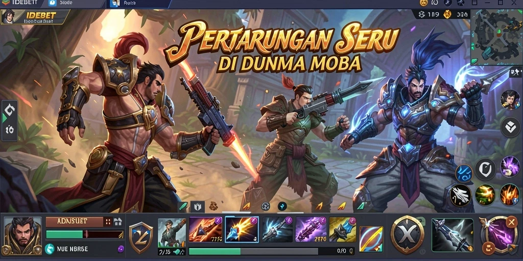 Screenshot IDEBET yang menampilkan aksi pertarungan tim yang seru.