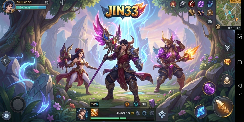 Tampilan gameplay seru saat bertarung di dunia RPG JIN33.