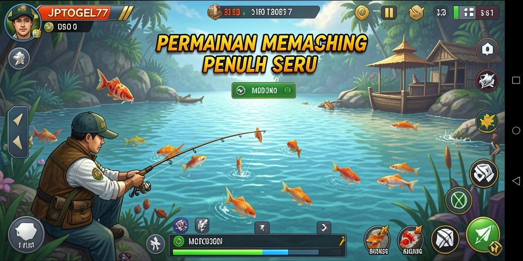 Tampilan gameplay seru di JPTOGEL77 menampilkan suasana memancing yang mendebarkan.