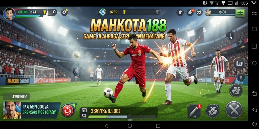 Tampilan gameplay seru dalam MAHKOTA188 yang menampilkan pertandingan olahraga.