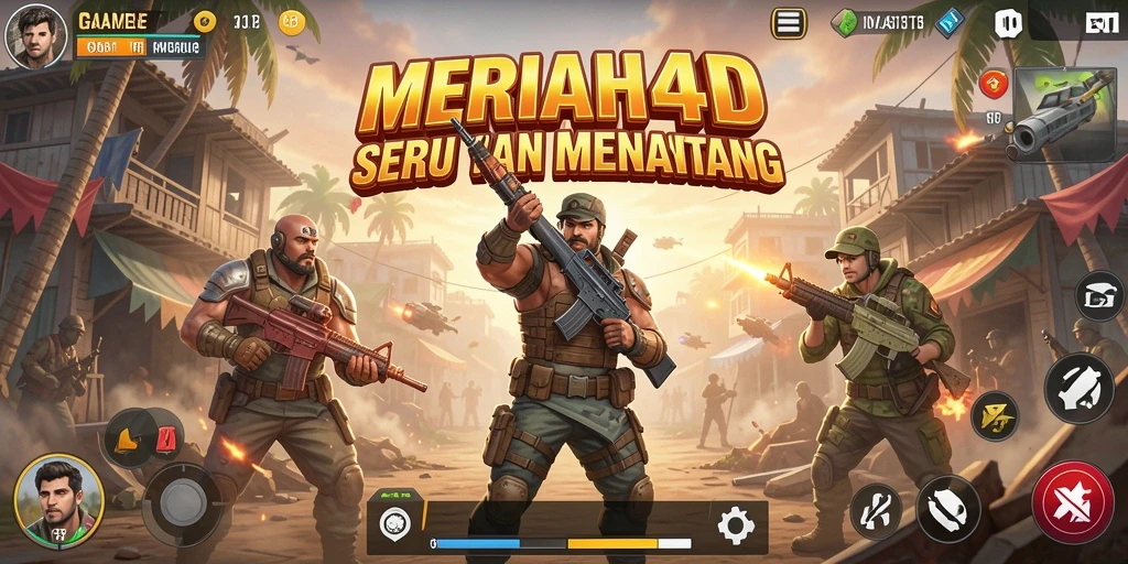 Gameplay seru di MERIAH4D dengan pertarungan Battle Royale yang mendebarkan.