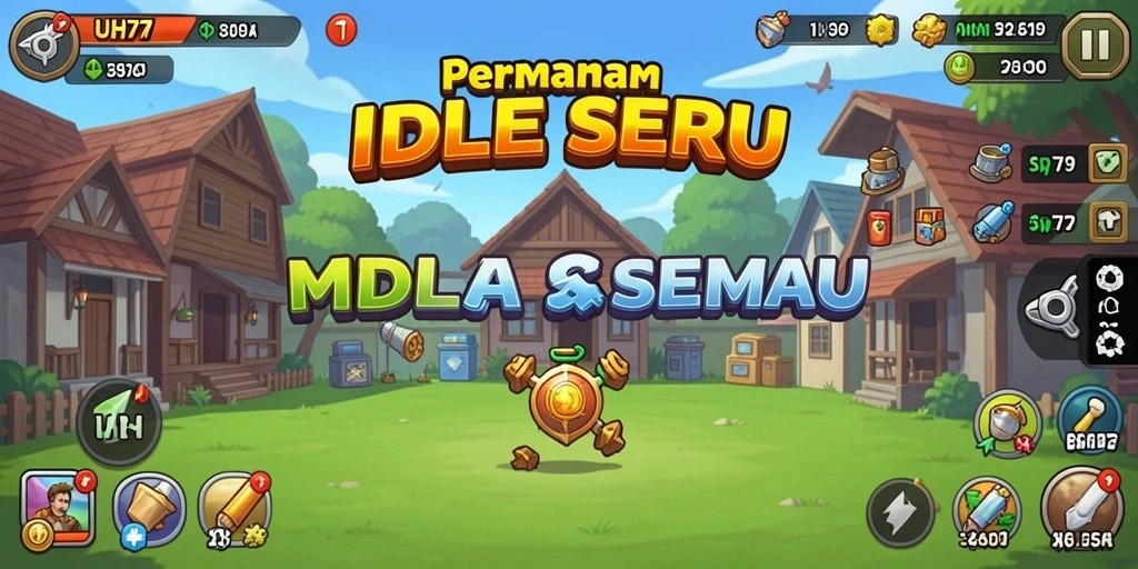 Screenshot UH77 menampilkan gameplay Idle menarik dengan berbagai karakter yang berkembang.