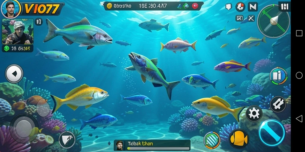 Tampilan gameplay seru di VIO77 saat menembak ikan.